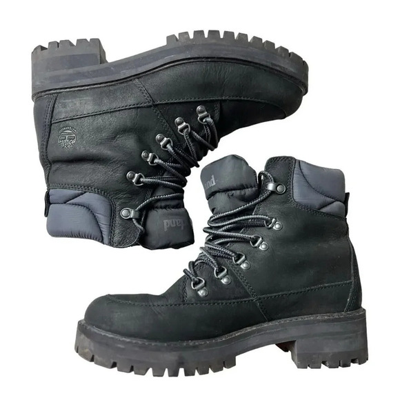 Timberland Courmayeur Valley Waterproof Leather Fabric Hiker Black Nubuck Sz 8.5 - Picture 3 of 11